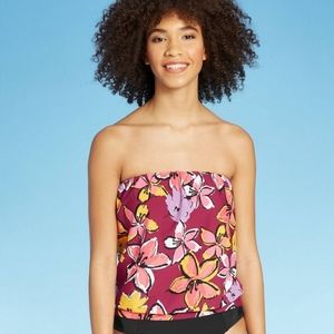 Women's Blouson Tankini Top Sea Angel Floral Size S NWT